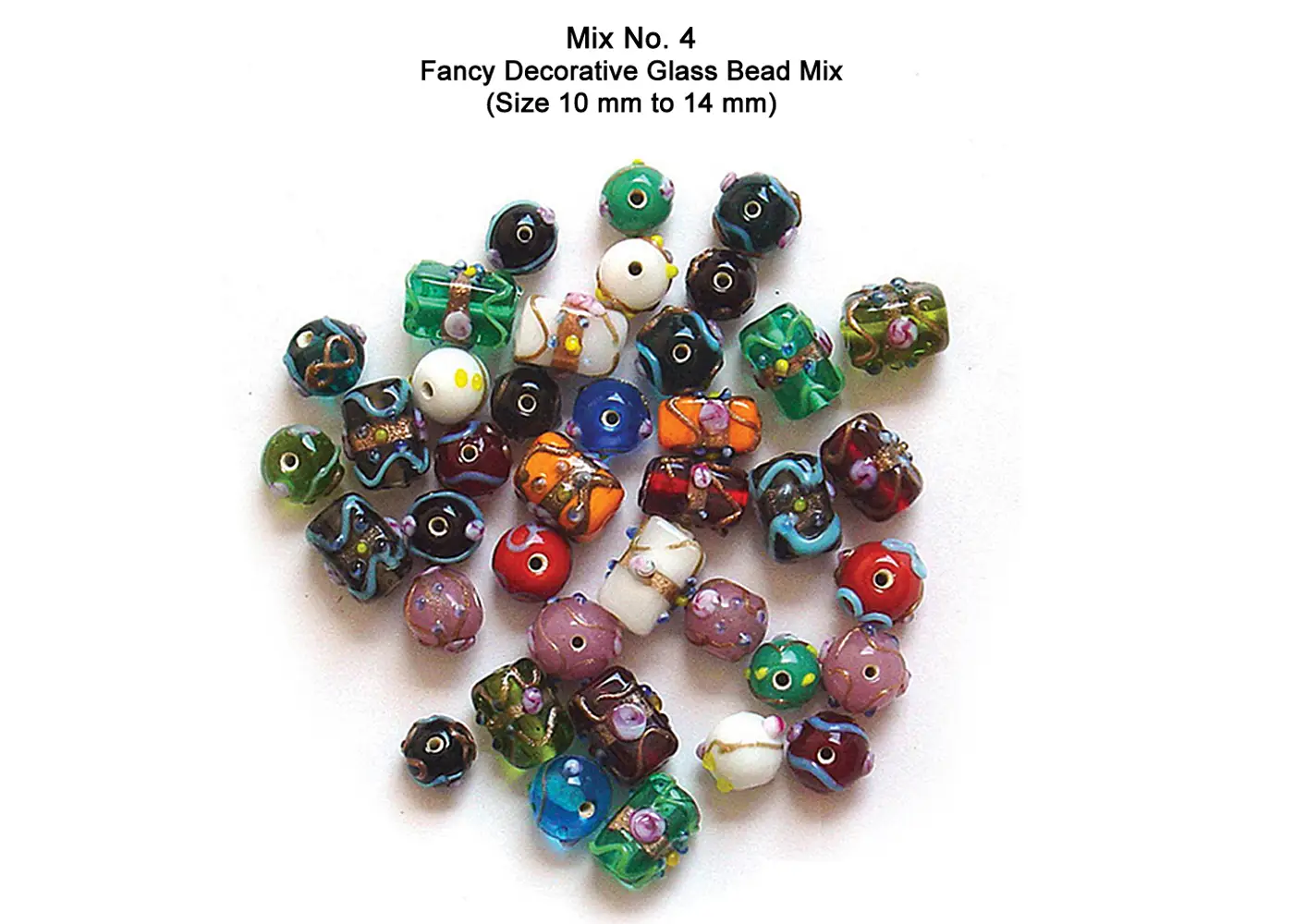 Fancy Decorative Glass Beads Mix Size 10 mm to 14 mm